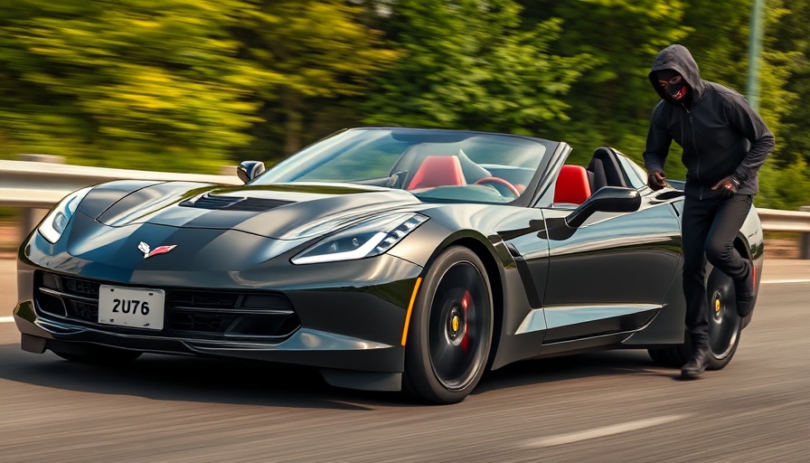 Dynamic scene of automotive theft prevention with Corvette.