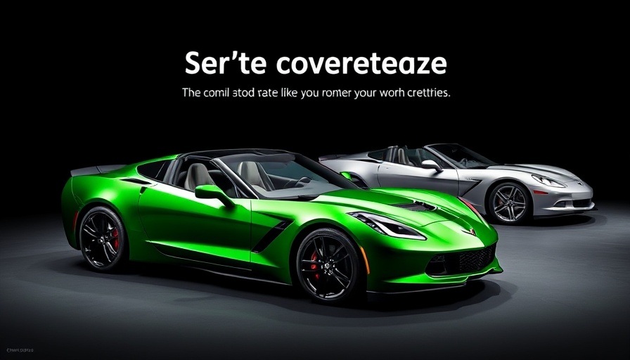 2026 Corvette colors presentation slide with Roswell Green and Blade Silver.
