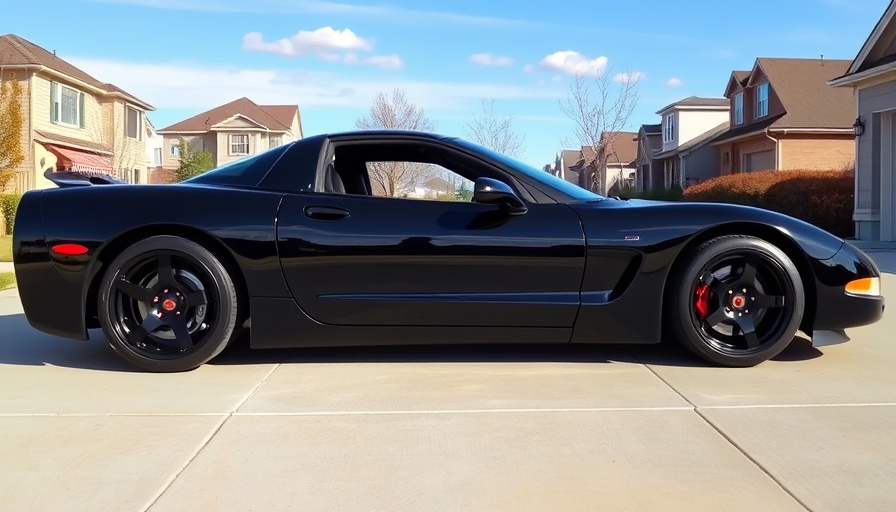 700hp twin turbo C5 Corvette in suburban driveway, sleek design.