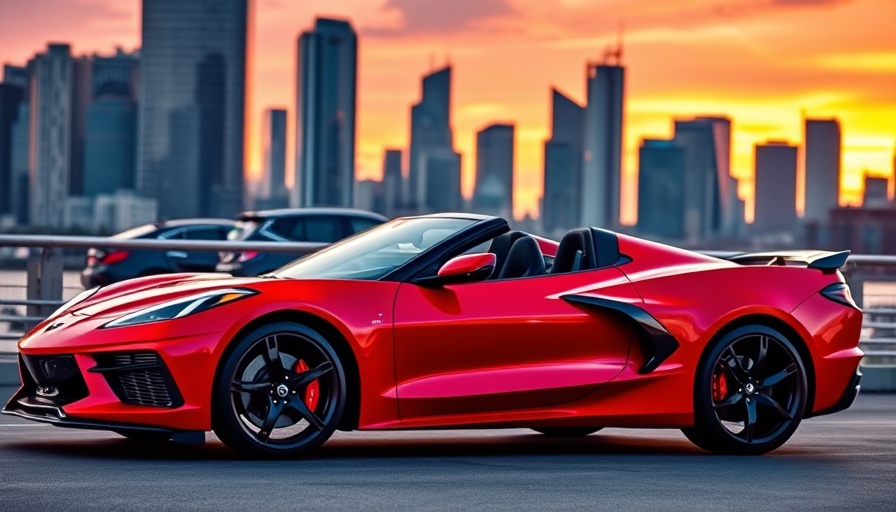 2025 Corvette Z06 parked with city skyline in background.