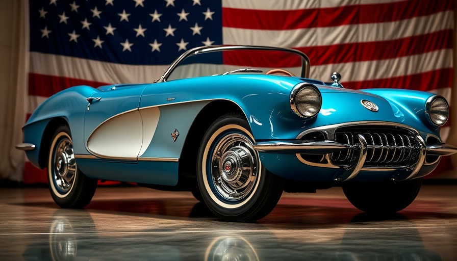 Zip Corvette Memorial Day Sale featuring classic blue Corvette with American flag.