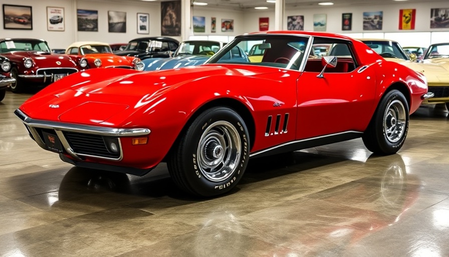 Classic 1968 Corvette 427 at Mecum auction in showroom.