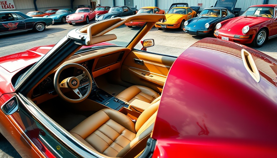 1981 Corvette interior and exterior at auction, tan and maroon details.