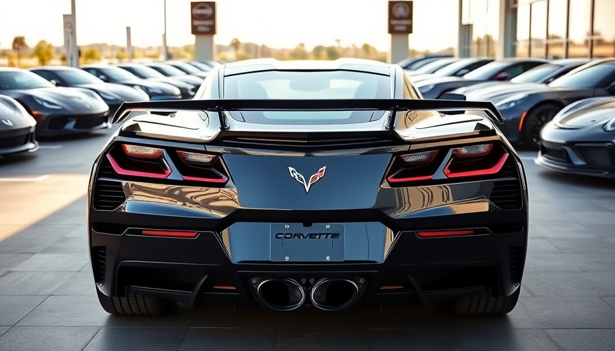 Sleek black C8 Corvette ZR1 at a dealership.