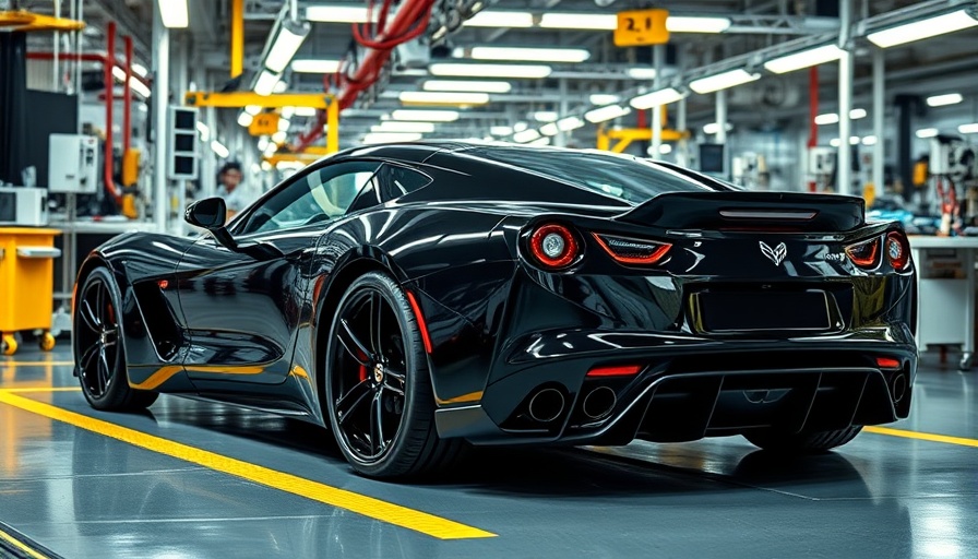 2025 Corvette ZR1 on assembly line in factory, sleek black finish