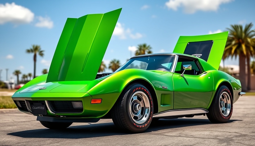 1972 Corvette C3 LT1 with hood open displayed outdoors under clear sky.