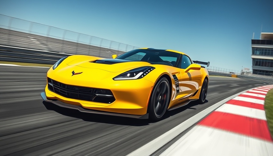 New Corvette Teased: Bright yellow Corvette on racetrack
