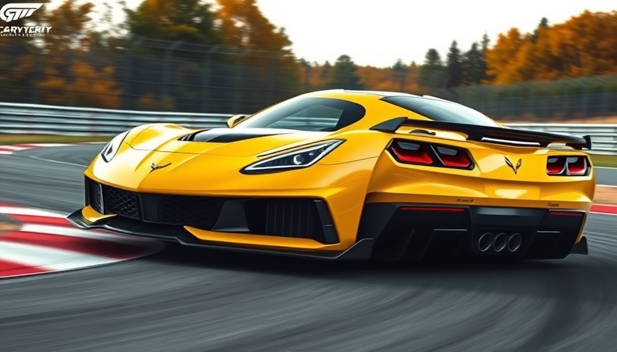 Yellow Corvette ZR1 cornering on Nürburgring track, high speed.
