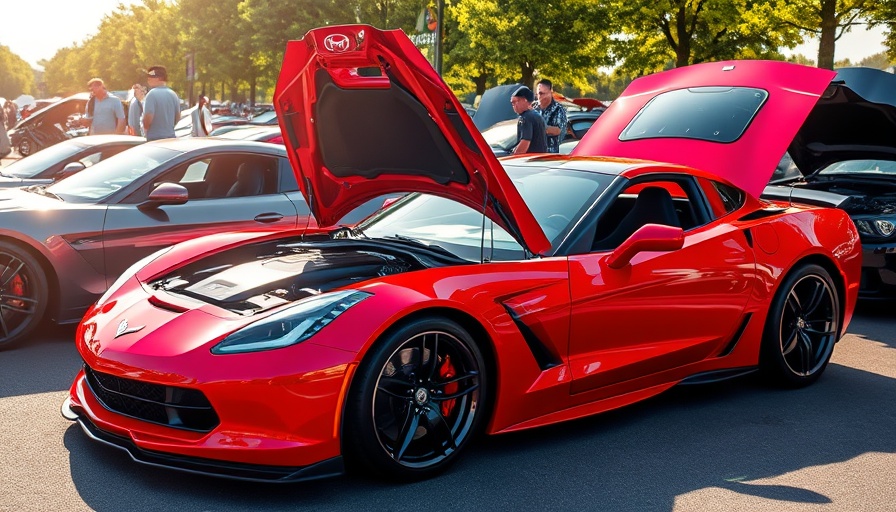 Friends and Family Car Show featuring a sleek red sports car.