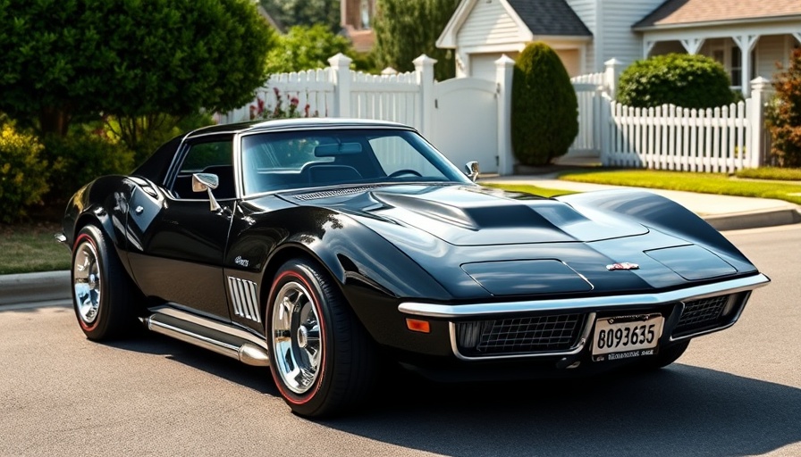 1968 Corvette restomod in residential area with picket fence.