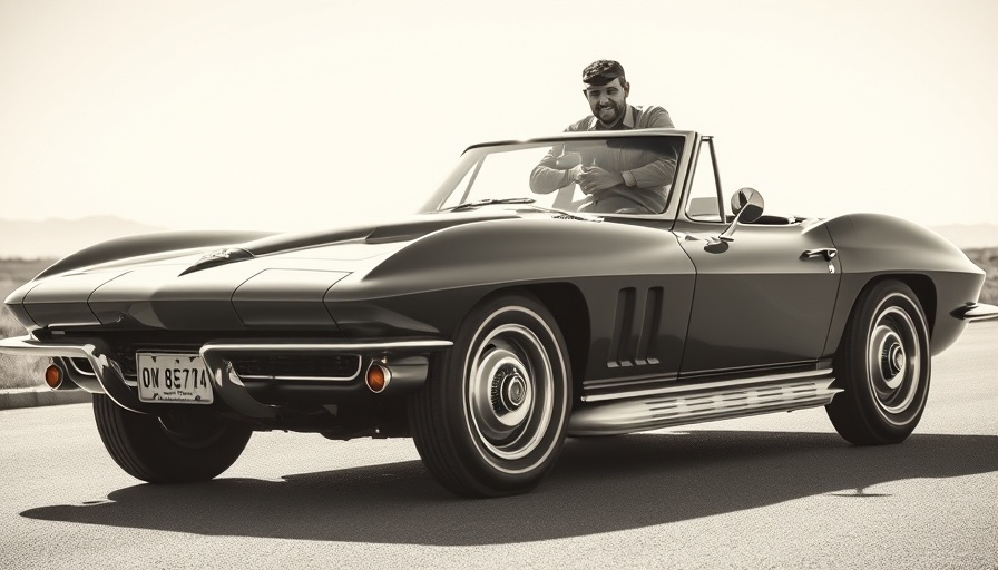 1966 Corvette Sting Ray legacy in vintage black and white photo.