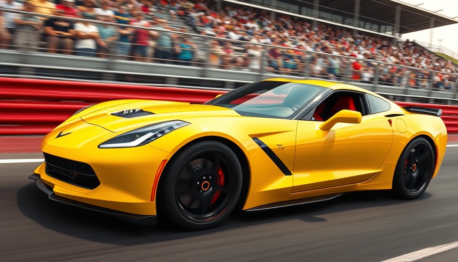 Corvette Racing at CMTP, yellow car on racetrack with spectators.