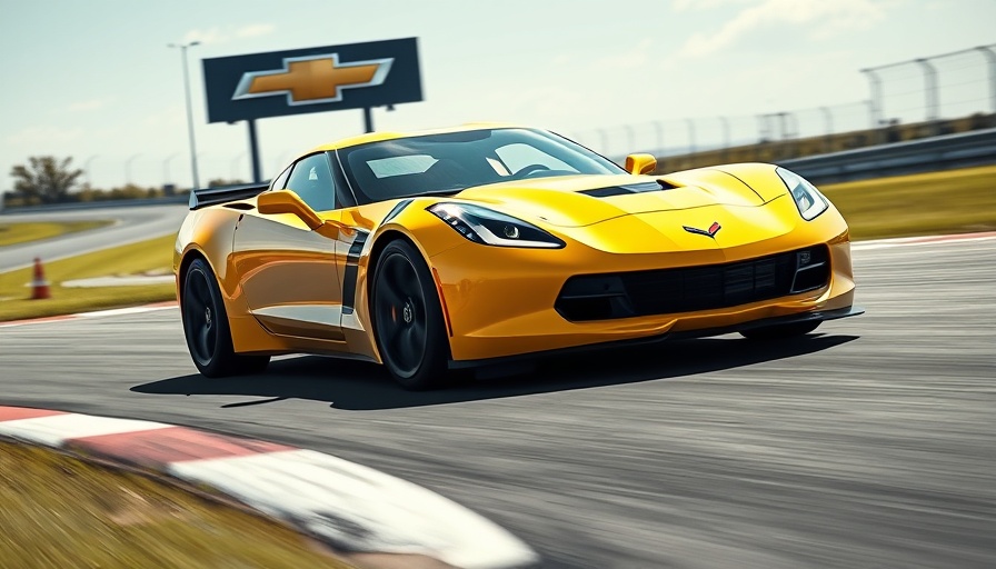 Chevrolet Corvette racing on track, cornering at high speed.