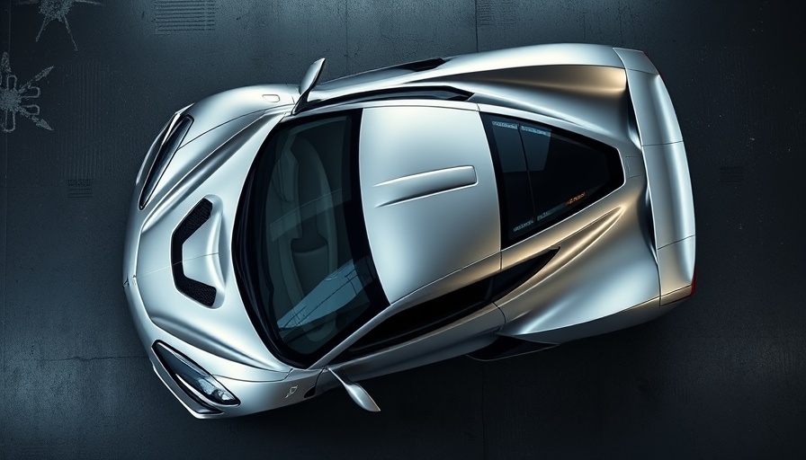 Sleek silver C8 Corvette variant from above on concrete floor.