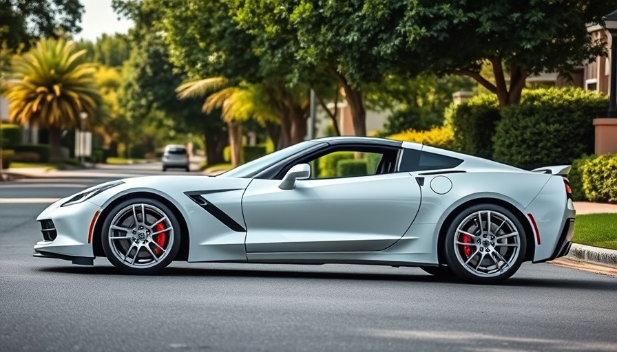 Stunning white Corvette on street, ideal for no-reserve Corvette auctions.