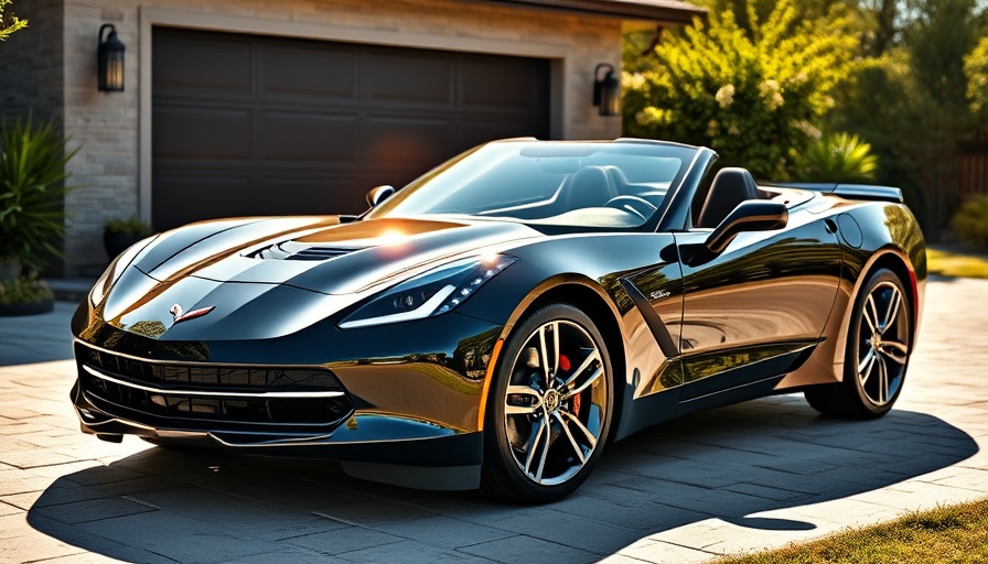 Sleek black Chevrolet Corvette convertible for sale used parked in driveway.