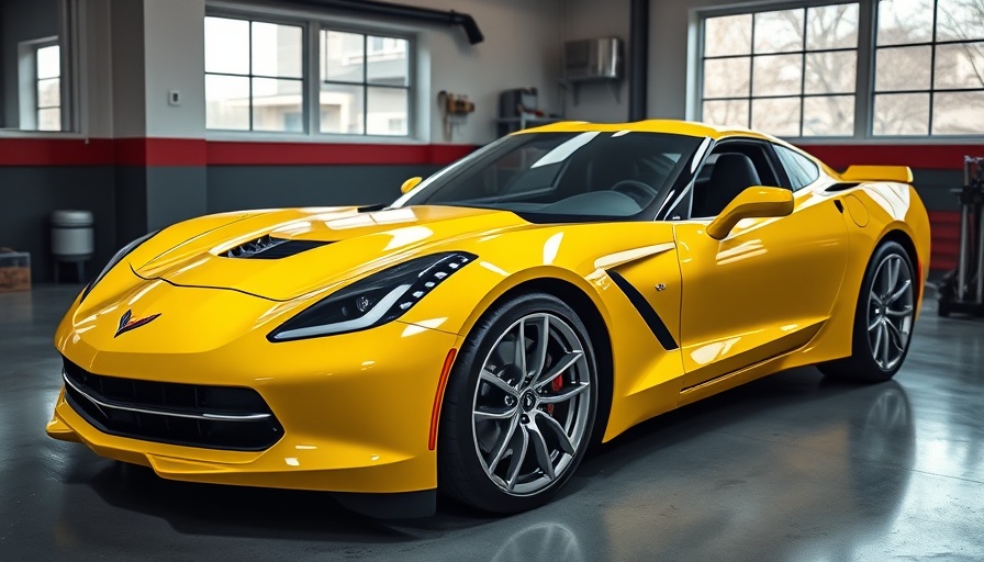 Yellow Corvette in wholesale Corvette market setting indoors.