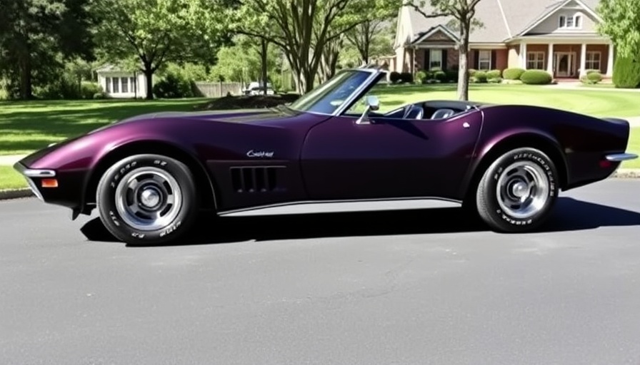 1972 Corvette Convertible with Matching Numbers in purple in driveway