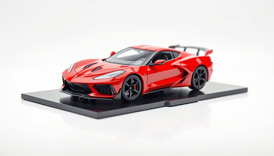 Red Corvette ZR1 model on black base, stylish owner gift.