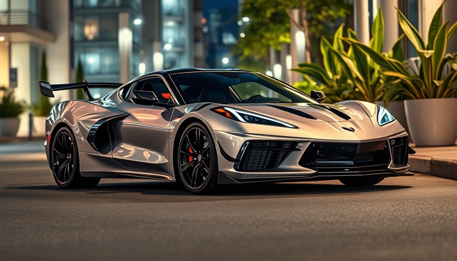 2026 Corvette ZR1 parked in a city at night with street lights.
