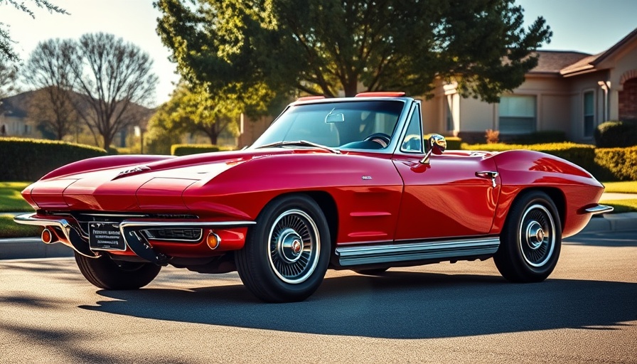 Red Corvette convertible in sunny suburban setting for no-reserve auctions.