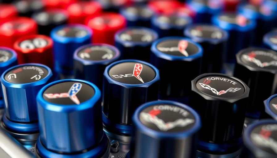 Corvette valve stem caps arranged in flag pattern, must-have C8 Corvette upgrades
