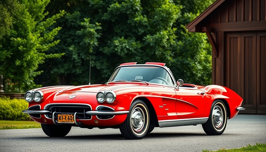 Classic red Chevrolet Corvette at a dealership