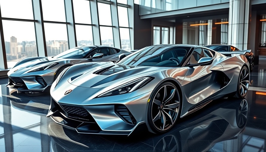 Futuristic Corvette concept cars 2025 in sleek designs and modern setting.