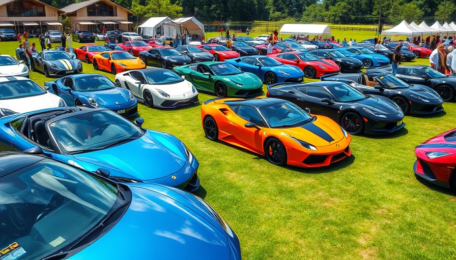 Luxury performance cars at an outdoor show.
