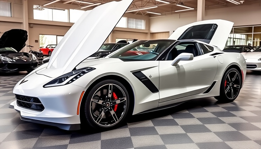 2023 Corvette Stingray build showcased at indoor car event.