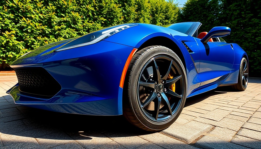 Blue sports car with tire removed on driveway, run-flat vs non-run-flat tires.