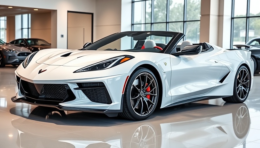 Sleek 2025 Corvette Z06 Convertible in showroom, cash prize promotion.