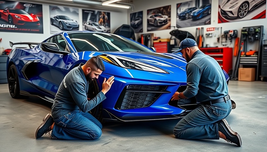 Mechanic installs Carbon Flash Splitter, Side Skirts on C8 Corvette.