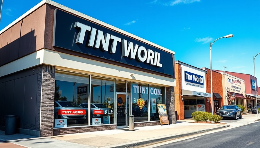 Tint World storefront showcasing automotive styling and Corvette enhancements.