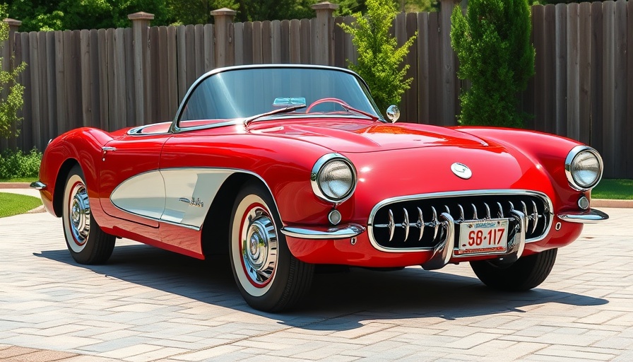 Classic 1957 Corvette Fuelie in red parked on a driveway.