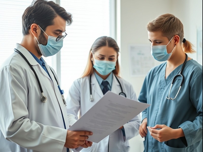 doctors looking concerned at a document regarding the corporate transparency act