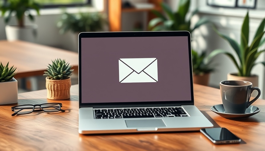 Laptop with email notification in modern workspace for task reminders.