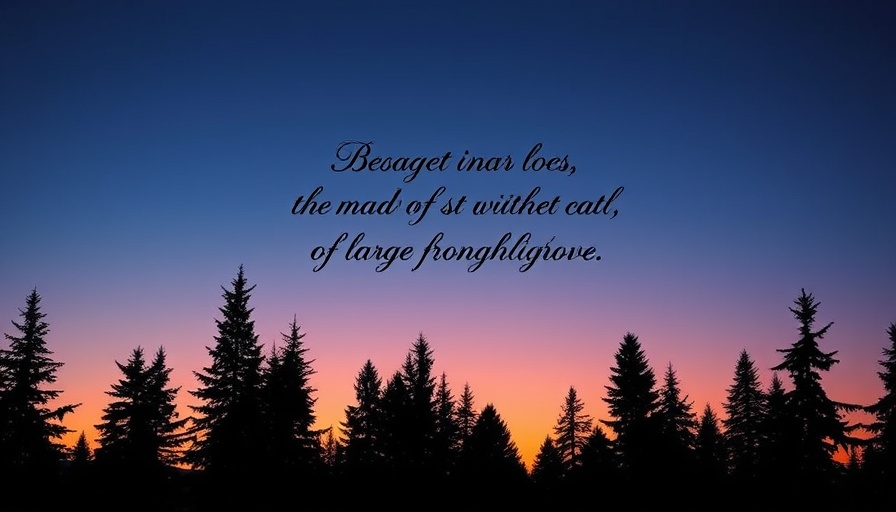 Inspirational quote on calming sunset background with trees.