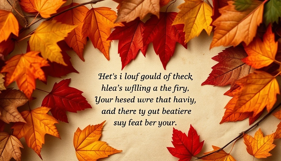 Inspirational quote framed by autumn leaves, grief journey theme.