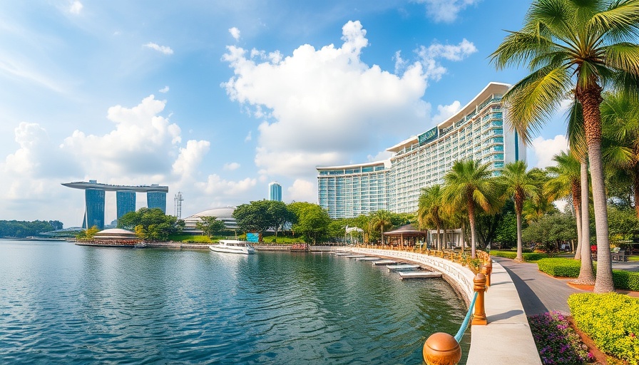 Singapore travel scenic view of Resorts World Sentosa waterfront.