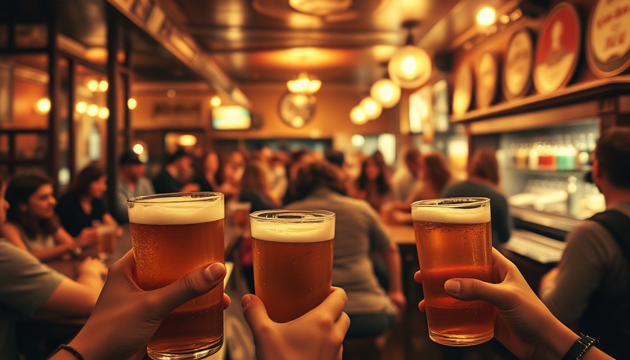 Vintage draft beer scene with bar patrons
