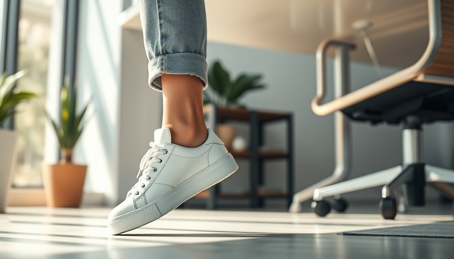 Foot wearing sneakers tapping under a desk, Feet Fidget Toys concept