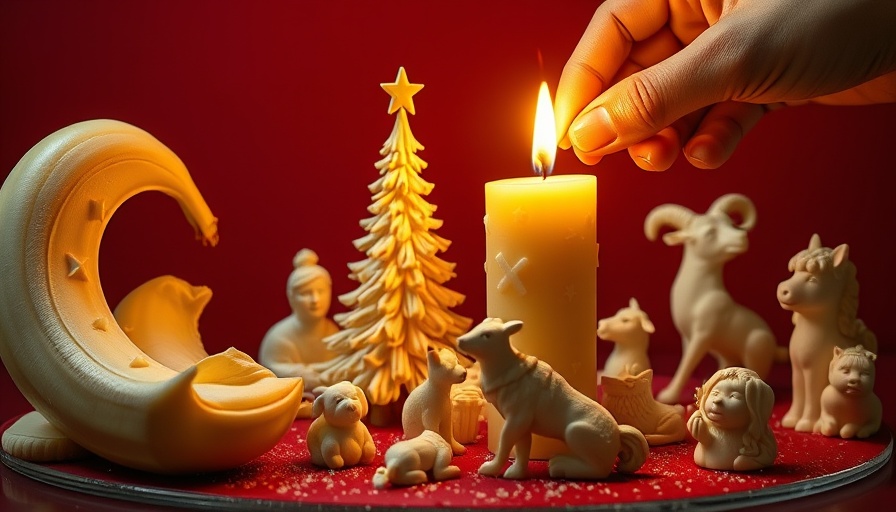 Intricate butter sculpture arrangement with candle lighting.