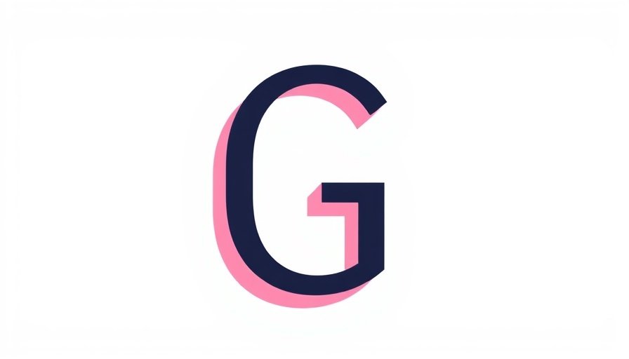 Illustration of bold letter G with pink shadow.