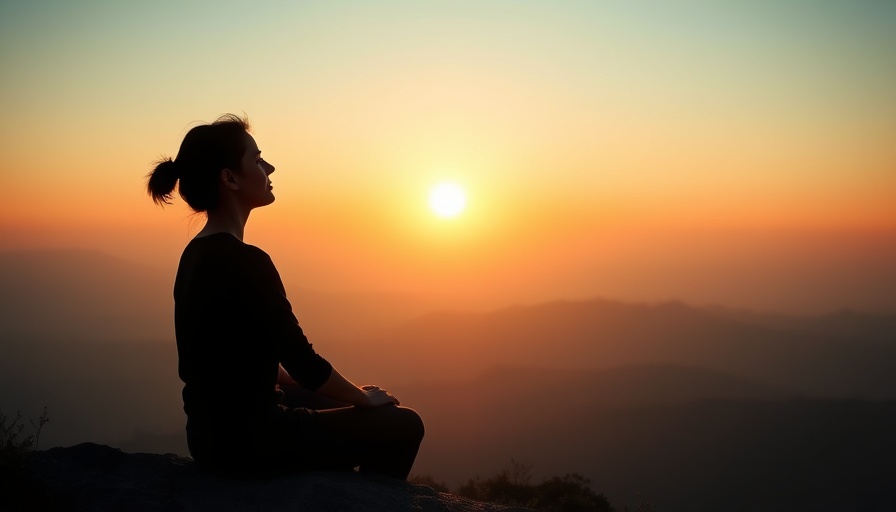 Silhouette of a person meditating at sunrise expressing kindness.