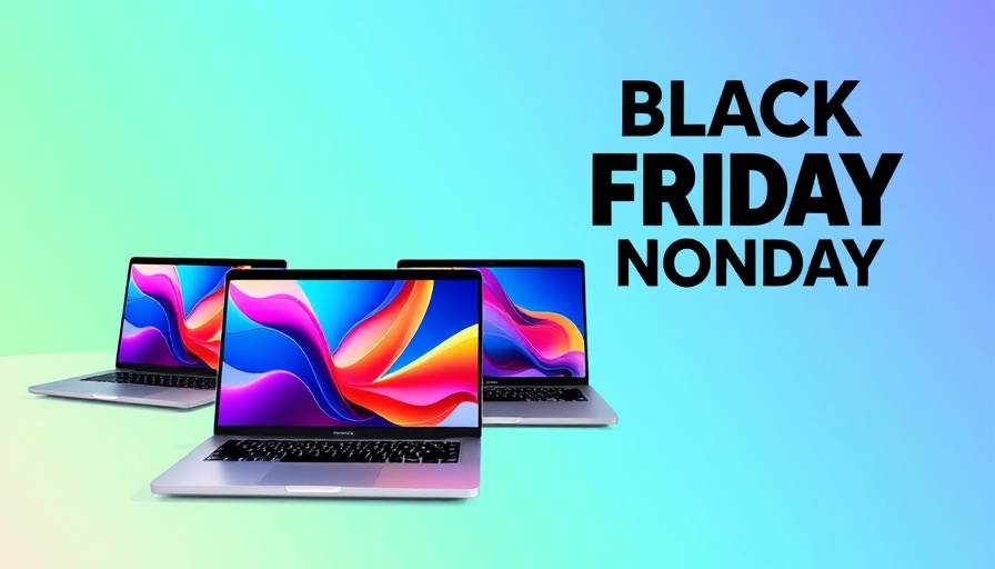 Four M2 MacBook Air laptops with vibrant designs for Black Friday and Cyber Monday.