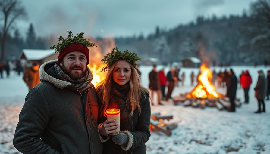 Winter Wassail celebration with bonfire and festivity.