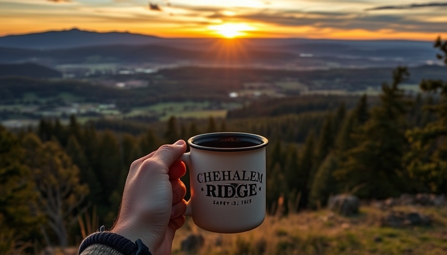 Willamette Valley serene view with Chehalem Ridge mug at sunset.