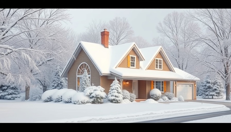 Suburban home in snowy winter setting, home maintenance tips.