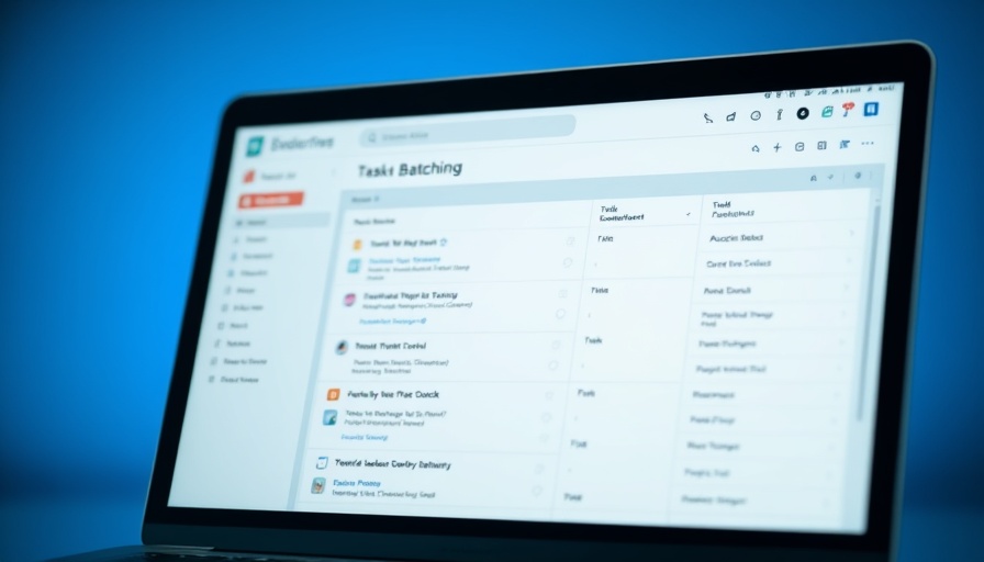 Task batching on digital Kanban board displayed on laptop.